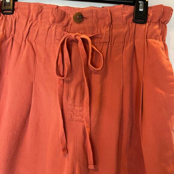 Lush Women's High Waisted Pants M Orange Elastic Waist Casual Cotton Blend - Picture 3 of 9